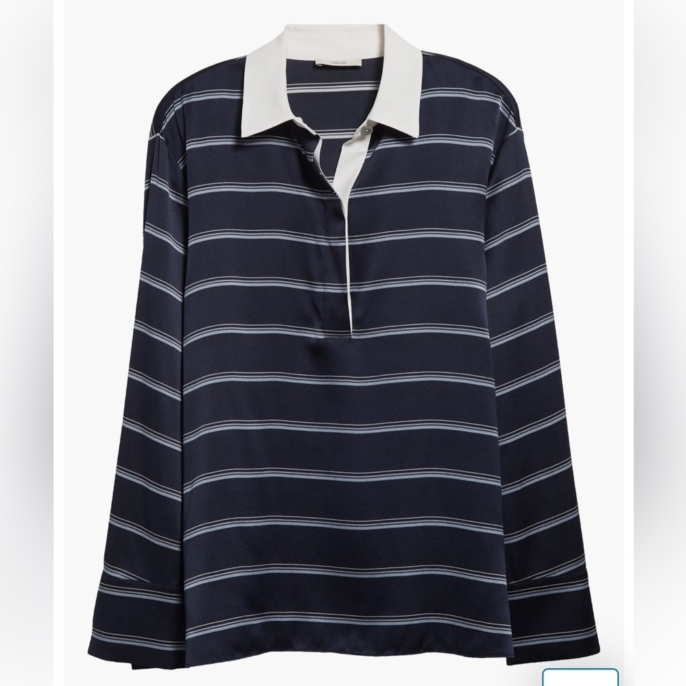 NWT Vince Silk Striped Rugby Shirt | M